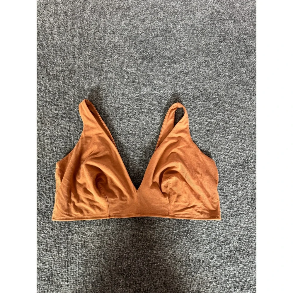 Parade Bra Bralette Scoop Pull On Tencel Lycra Solid Brown Sz Large